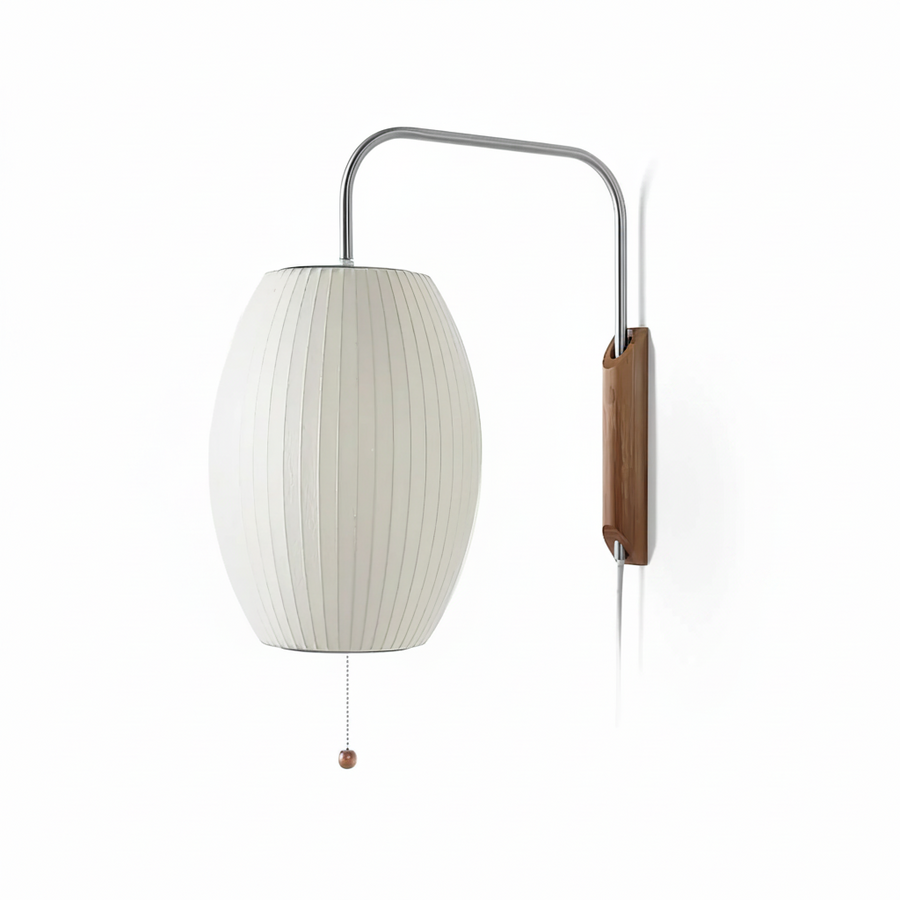 Nelson Ball Wall Sconce for Hallway by AUVIELIGHT, Dia 27 cm x H 36 cm / ∅ 10.6″ x H 14.2″ / Walnut Color & White / AU plug and 3 other sizes