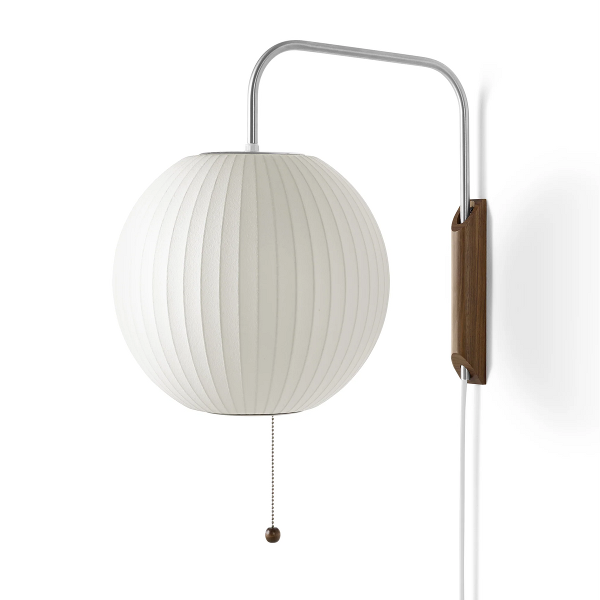 Nelson Ball Wall Sconce for Hallway by AUVIELIGHT, Dia 30 cm x H 28 cm / ∅ 11.8″ x H 11″ / Walnut Color & White / AU plug and 3 other sizes