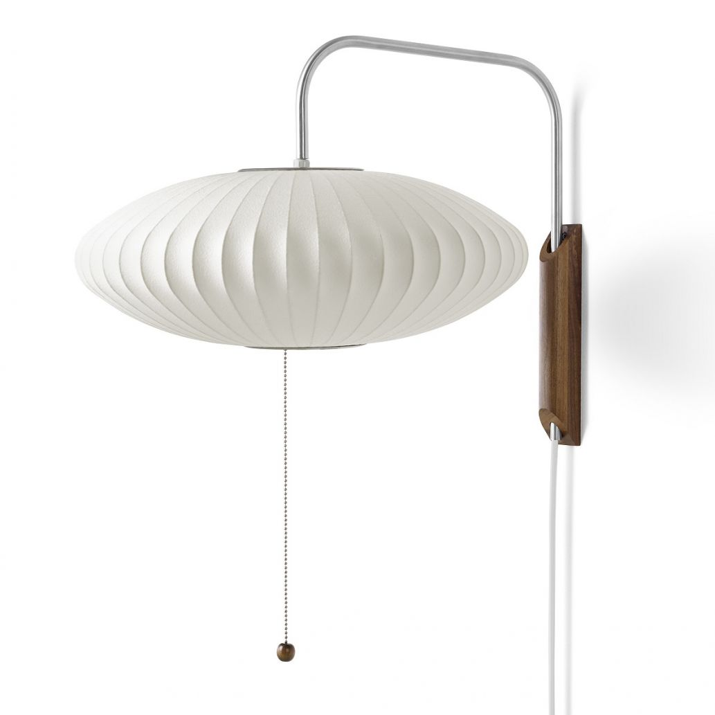 Nelson Ball Wall Sconce for Hallway by AUVIELIGHT, Dia 40 cm x H 22 cm / ∅ 15.7″ x H 8.6″ / Walnut Color & White / AU plug and 3 other sizes