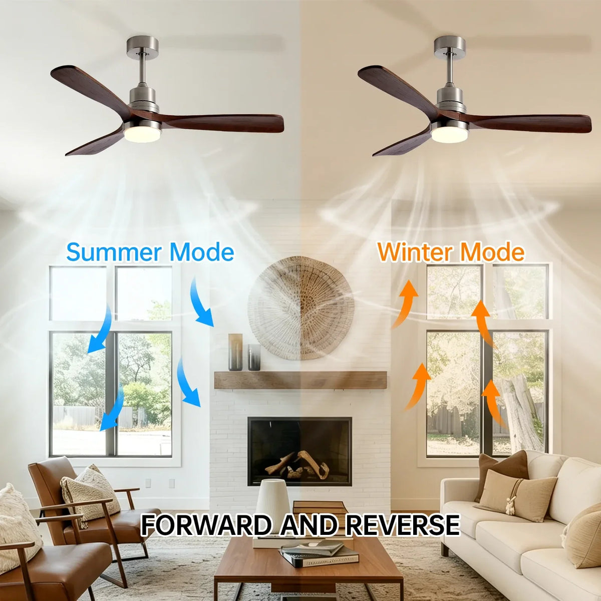 Tri-Blade Ceiling Fan Light for Living Room by AUVIELIGHT