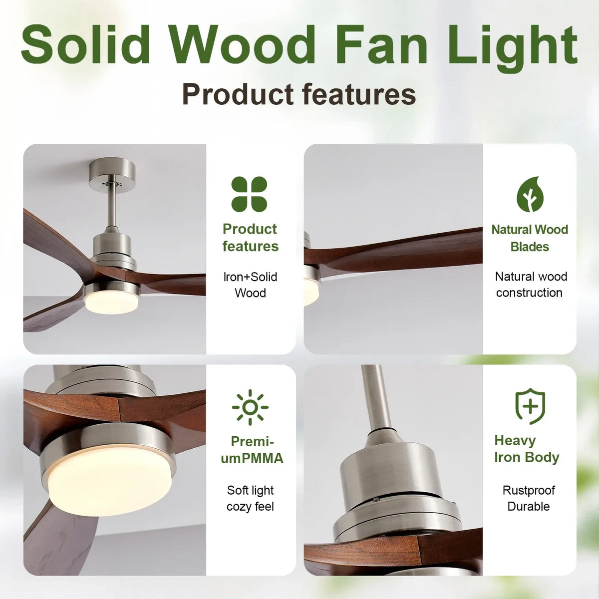 Tri-Blade Ceiling Fan Light for Living Room by AUVIELIGHT