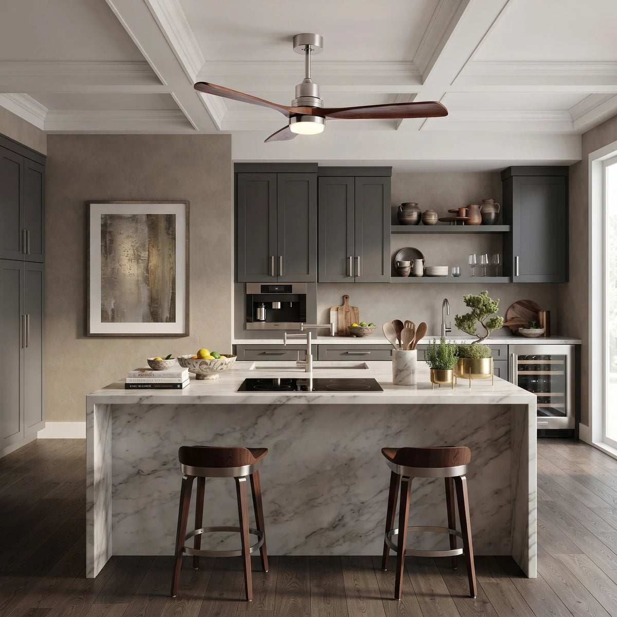 Tri-Blade Ceiling Fan Light for Living Room by AUVIELIGHT
