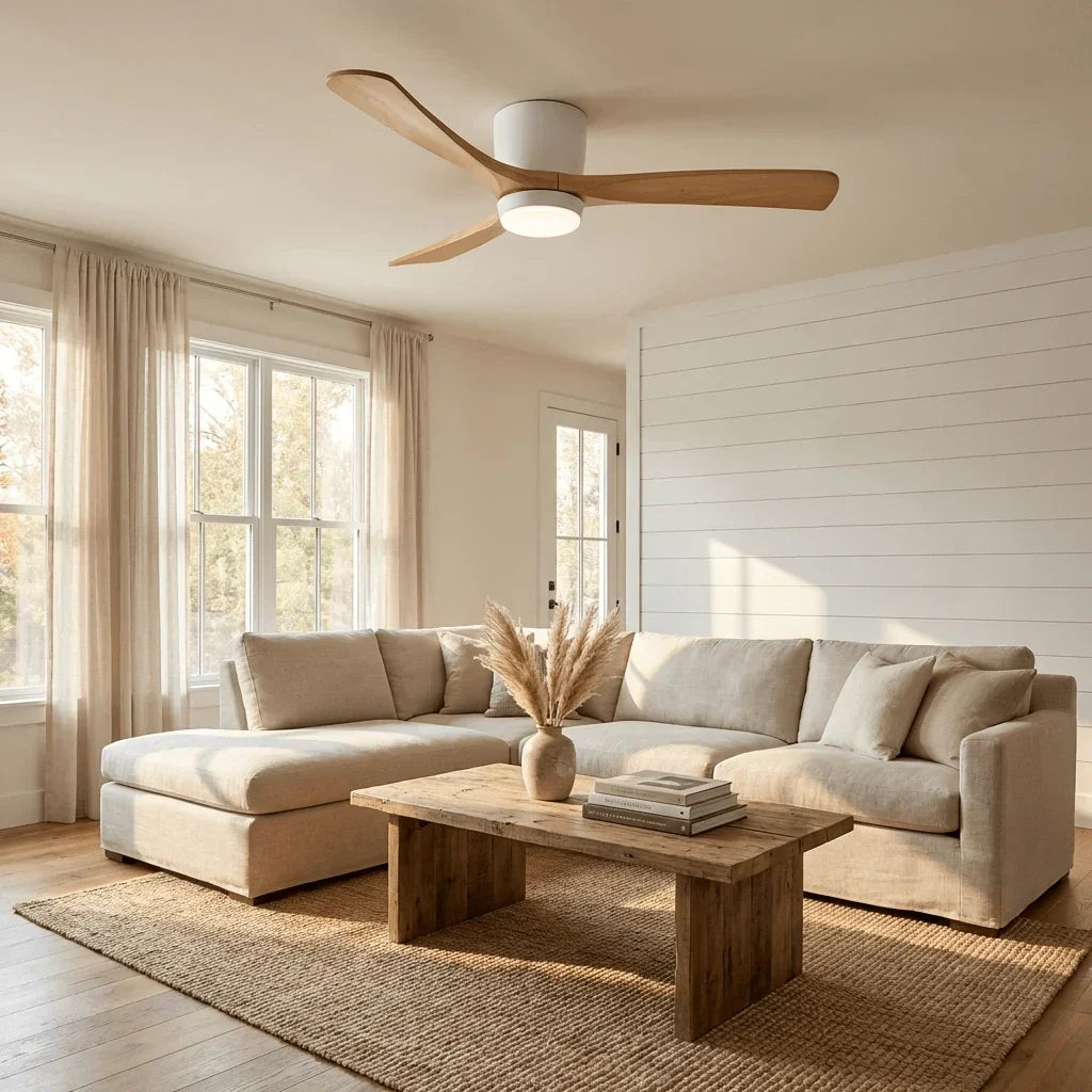Wooden Ceiling Fan Light in wood for Living Room by AUVIELIGHT