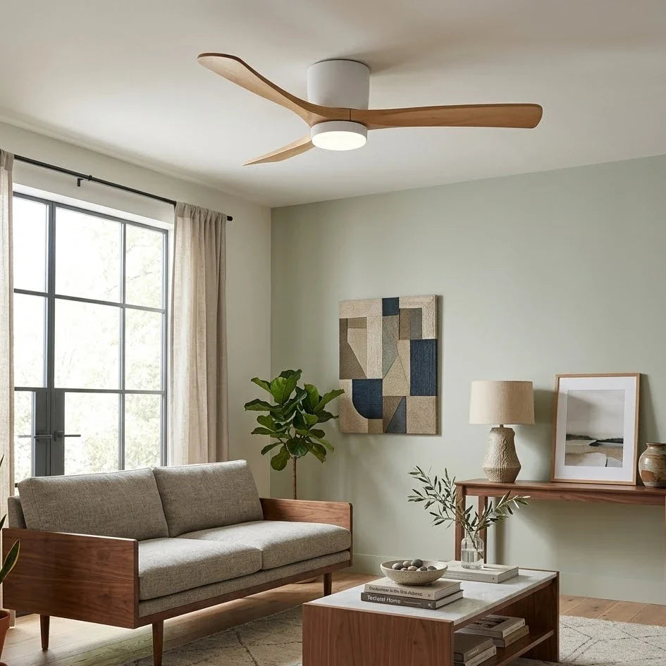 Wooden Ceiling Fan Light in wood for Living Room by AUVIELIGHT