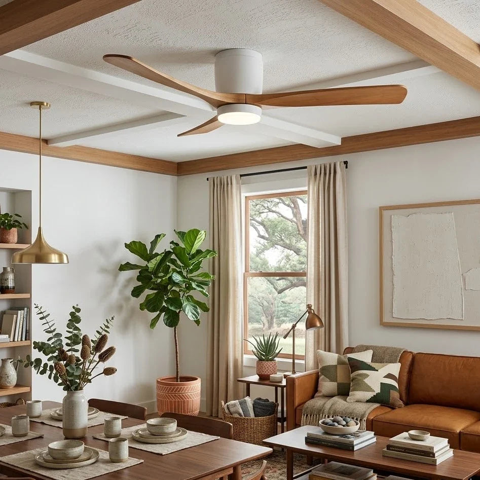 Wooden Ceiling Fan Light in wood for Living Room by AUVIELIGHT