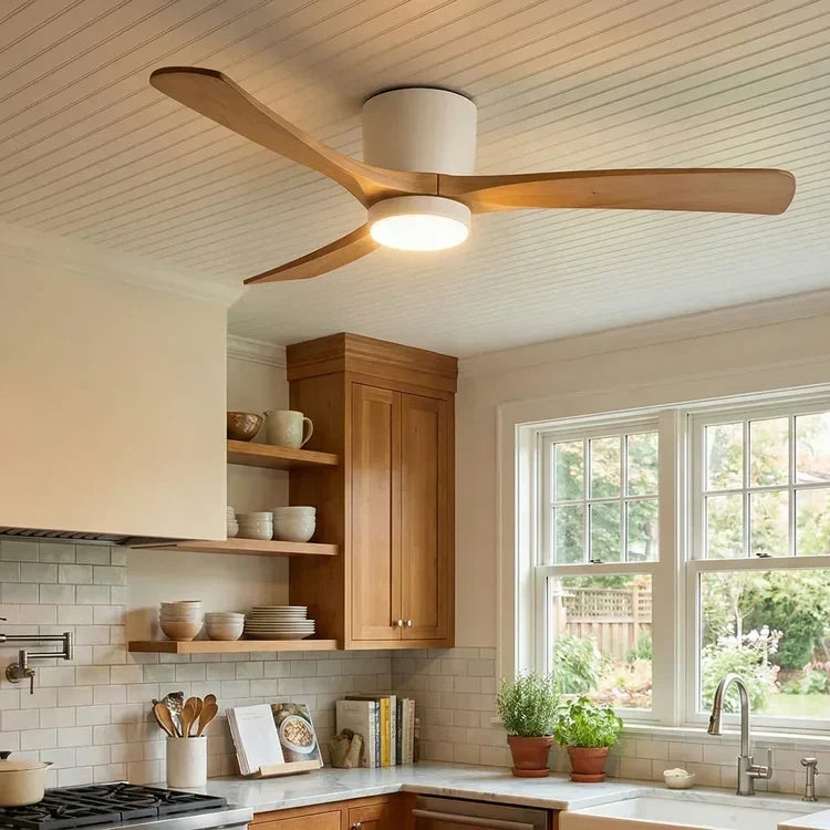 Wooden Ceiling Fan Light in wood for Living Room by AUVIELIGHT