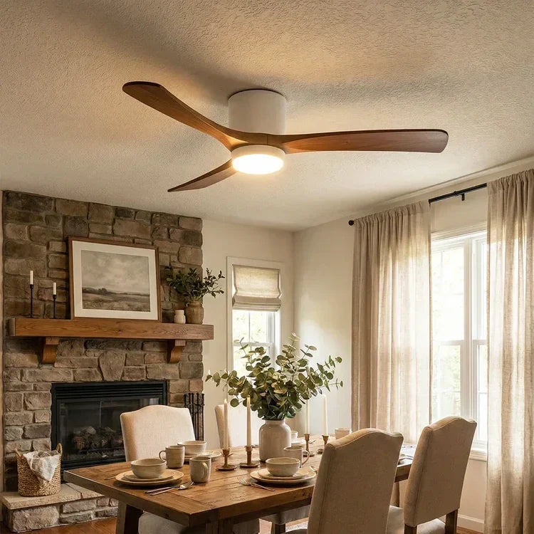 Wooden Ceiling Fan Light in wood for Living Room by AUVIELIGHT