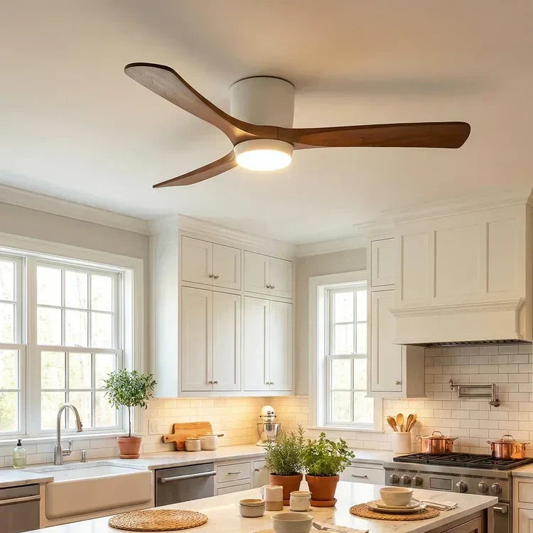 Wooden Ceiling Fan Light in wood for Living Room by AUVIELIGHT