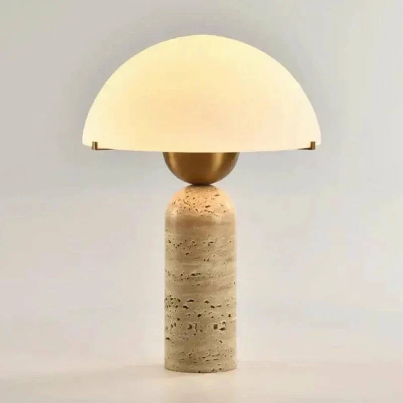 Nova Lamp in alabaster for Living Room by AUVIELIGHT, ∅ 11.8″ x H 17.7″ / Beige Travertine / AU plug and 3 other sizes