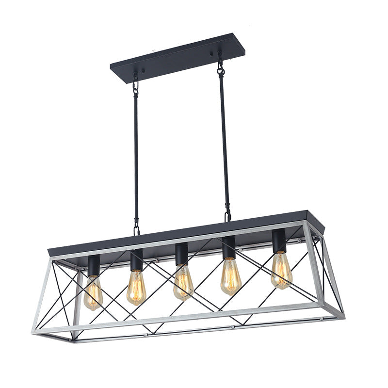 5-Light Linear Chandelier for Dining Room by AUVIELIGHT, L 95 cm × H 25 cm / L 37.4″ × H 9.8″ / Black
