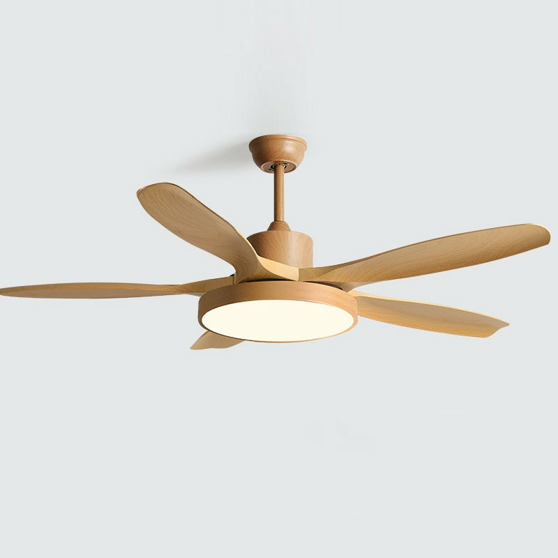 Streamline Ceiling Fan Light in oak for Living Room by AUVIELIGHT, Model A: D 132cm x H 25cm / ∅ 52″ x H 9.8″ / Plastic fan blades (warm light)