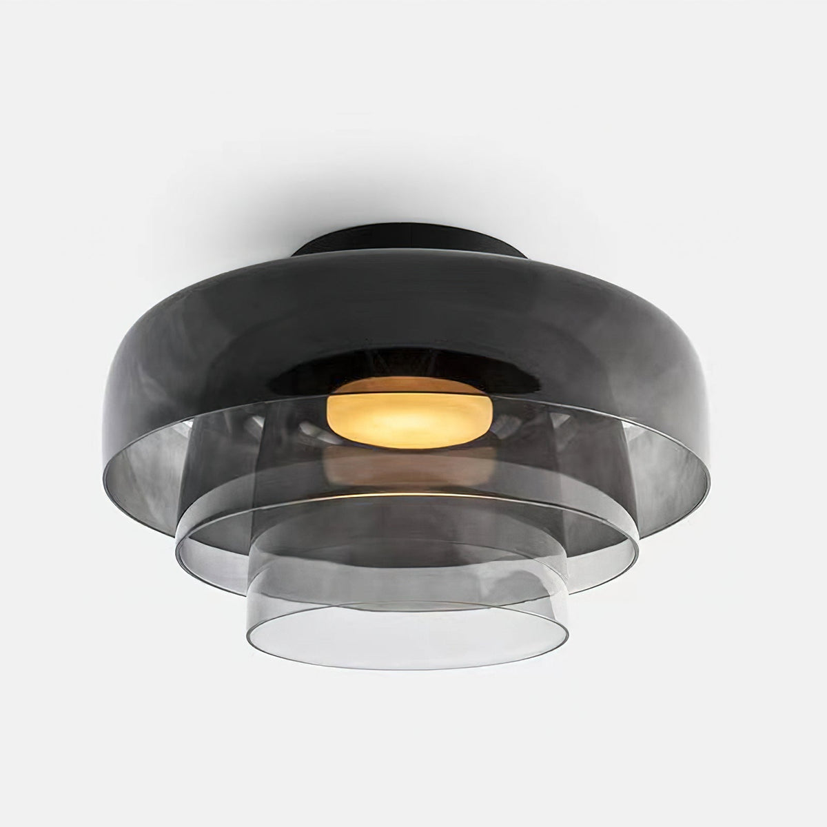Oberon Ceiling Light for Living Room by AUVIELIGHT, ∅ 16.5″ x H 10.2″ / Dia 42 cm x H 26 cm / Smoky Gray / Warm Light (3000K)