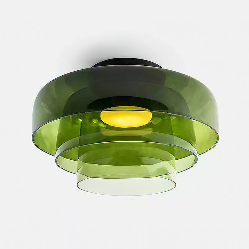 Oberon Ceiling Light for Living Room by AUVIELIGHT, ∅ 16.5″ x H 10.2″ / Dia 42 cm x H 26 cm / Green / Warm Light (3000K)