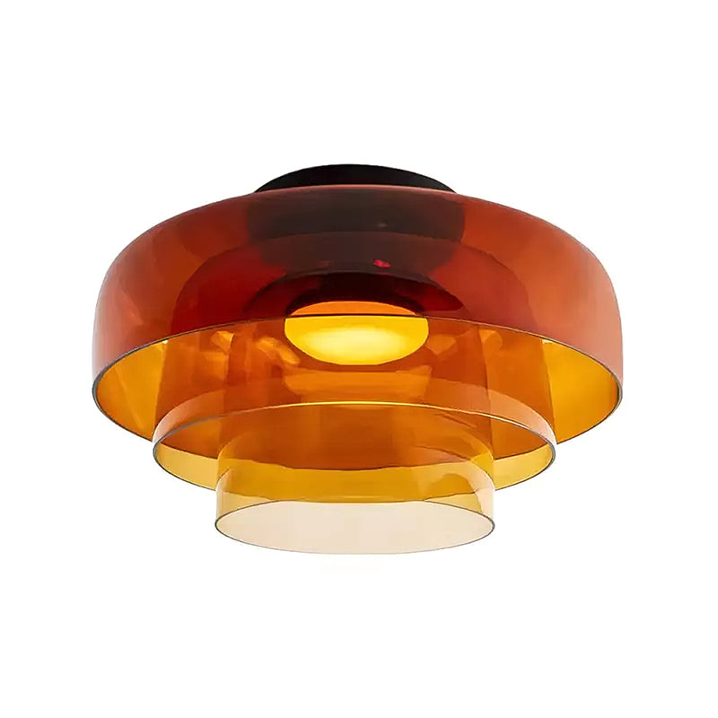 Oberon Ceiling Light for Living Room by AUVIELIGHT, ∅ 16.5″ x H 10.2″ / Dia 42 cm x H 26 cm / Orange / Warm Light (3000K)