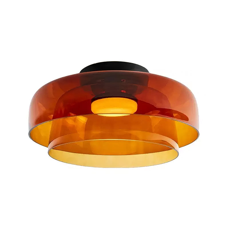 Oberon Ceiling Light for Living Room by AUVIELIGHT, ∅ 16.5″ x H 7.1″ / Dia 42 cm x H 18 cm / Orange / Warm Light (3000K)