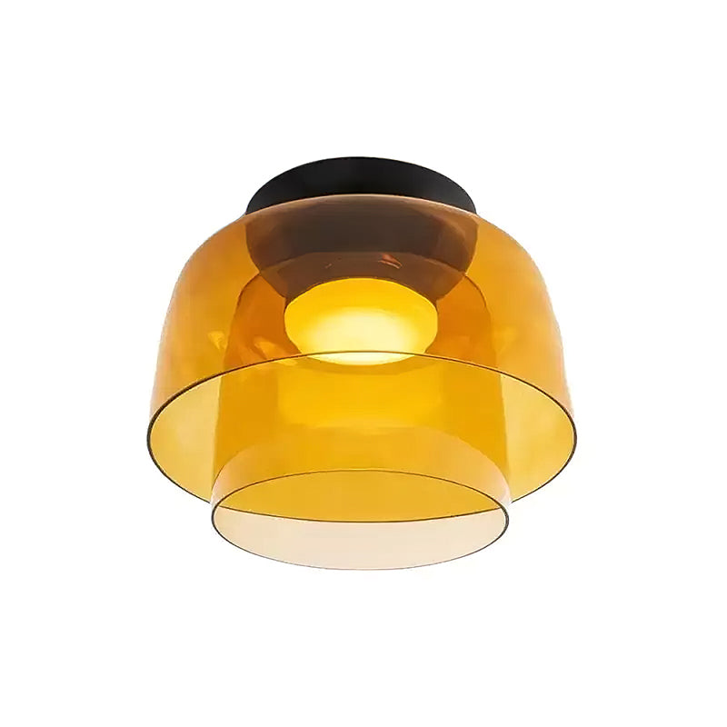 Oberon Ceiling Light for Living Room by AUVIELIGHT, ∅ 12.6″ x H 9.4″ / Dia 32 cm x H 24 cm / Orange / Warm Light (3000K)