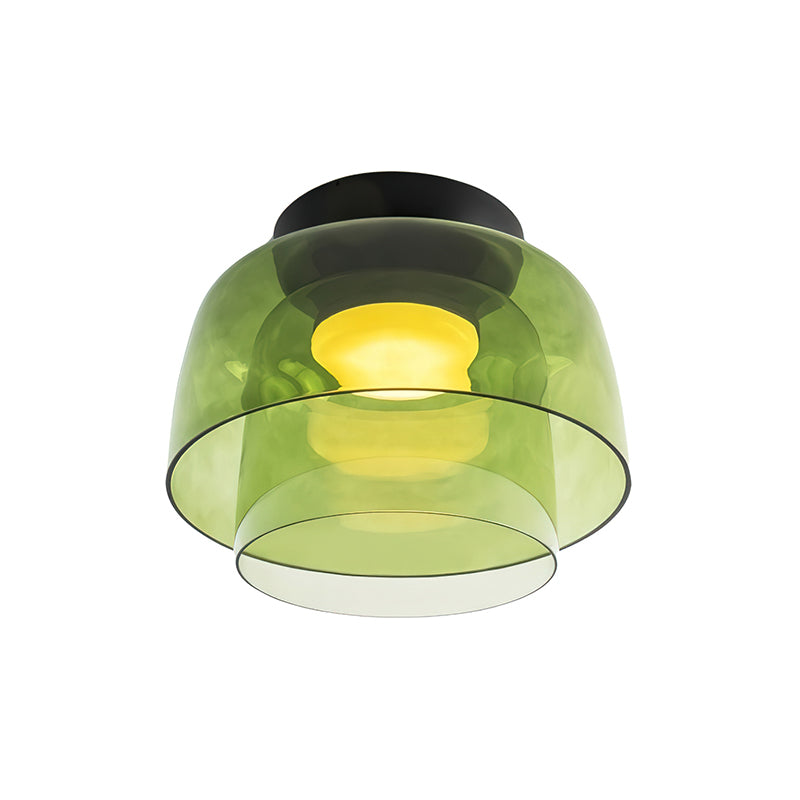 Oberon Ceiling Light for Living Room by AUVIELIGHT, ∅ 12.6″ x H 9.4″ / Dia 32 cm x H 24 cm / Green / Warm Light (3000K)
