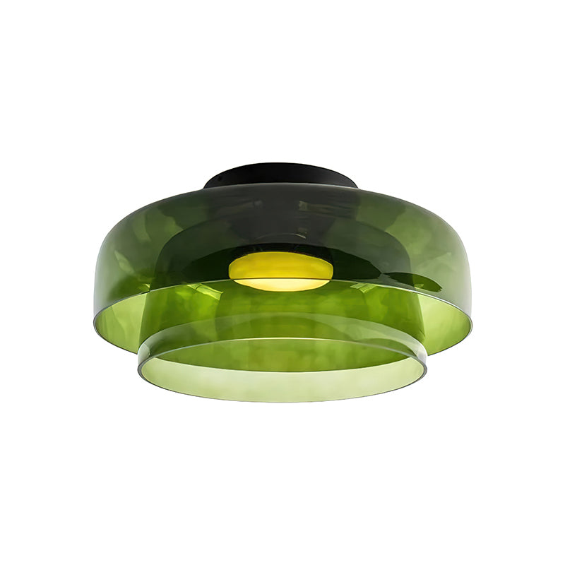 Oberon Ceiling Light for Living Room by AUVIELIGHT, ∅ 16.5″ x H 7.1″ / Dia 42 cm x H 18 cm / Green / Warm Light (3000K)
