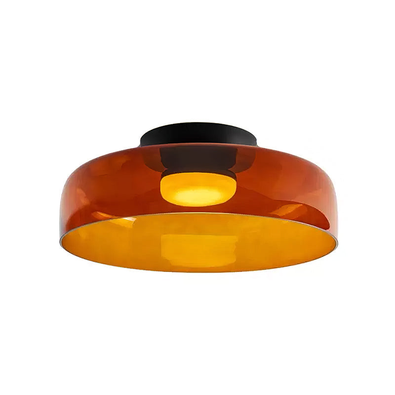Oberon Ceiling Light for Living Room by AUVIELIGHT, ∅ 16.5″ x H 4.3″ / Dia 42 cm x H 11 cm / Orange / Warm Light (3000K)