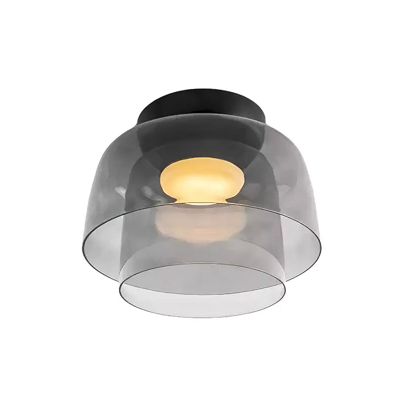 Oberon Ceiling Light for Living Room by AUVIELIGHT, ∅ 12.6″ x H 9.4″ / Dia 32 cm x H 24 cm / Smoky Gray / Warm Light (3000K)