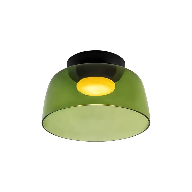 Oberon Ceiling Light for Living Room by AUVIELIGHT, ∅ 12.6″ x H 6.3″ / Dia 32 cm x H 16 cm / Green / Warm Light (3000K)