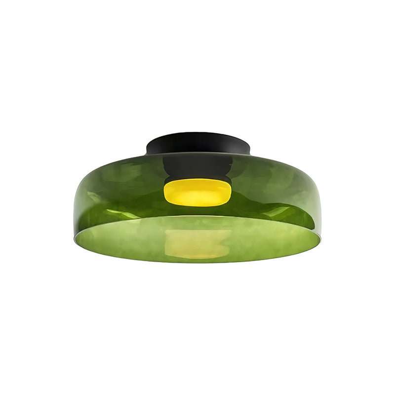 Oberon Ceiling Light for Living Room by AUVIELIGHT, ∅ 16.5″ x H 4.3″ / Dia 42 cm x H 11 cm / Green / Warm Light (3000K)