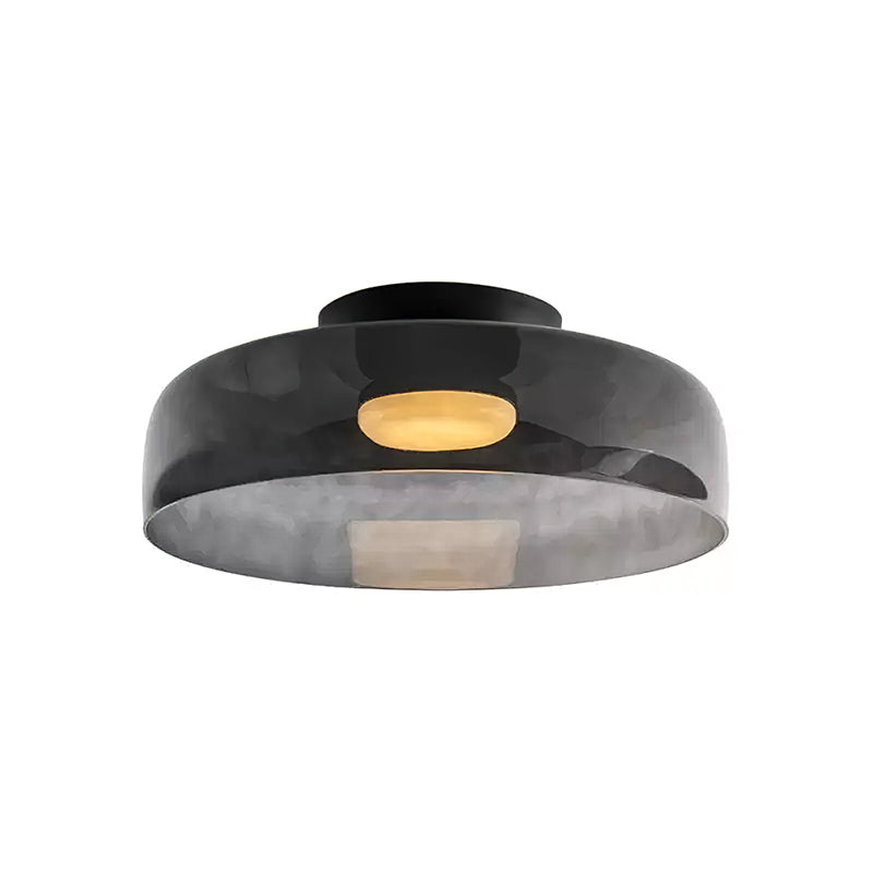 Oberon Ceiling Light for Living Room by AUVIELIGHT, ∅ 16.5″ x H 4.3″ / Dia 42 cm x H 11 cm / Smoky Gray / Warm Light (3000K)