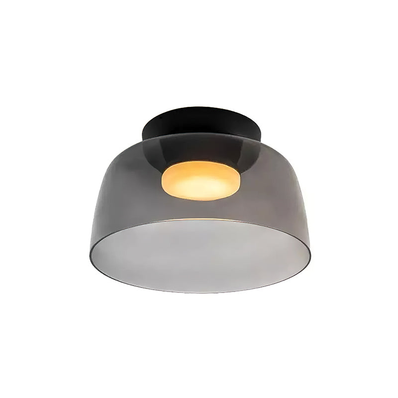 Oberon Ceiling Light for Living Room by AUVIELIGHT, ∅ 12.6″ x H 6.3″ / Dia 32 cm x H 16 cm / Smoky Gray / Warm Light (3000K)