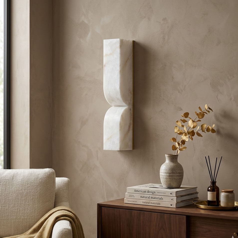Odyssey Wave Wall Sconce in alabaster for Hallway by AUVIELIGHT