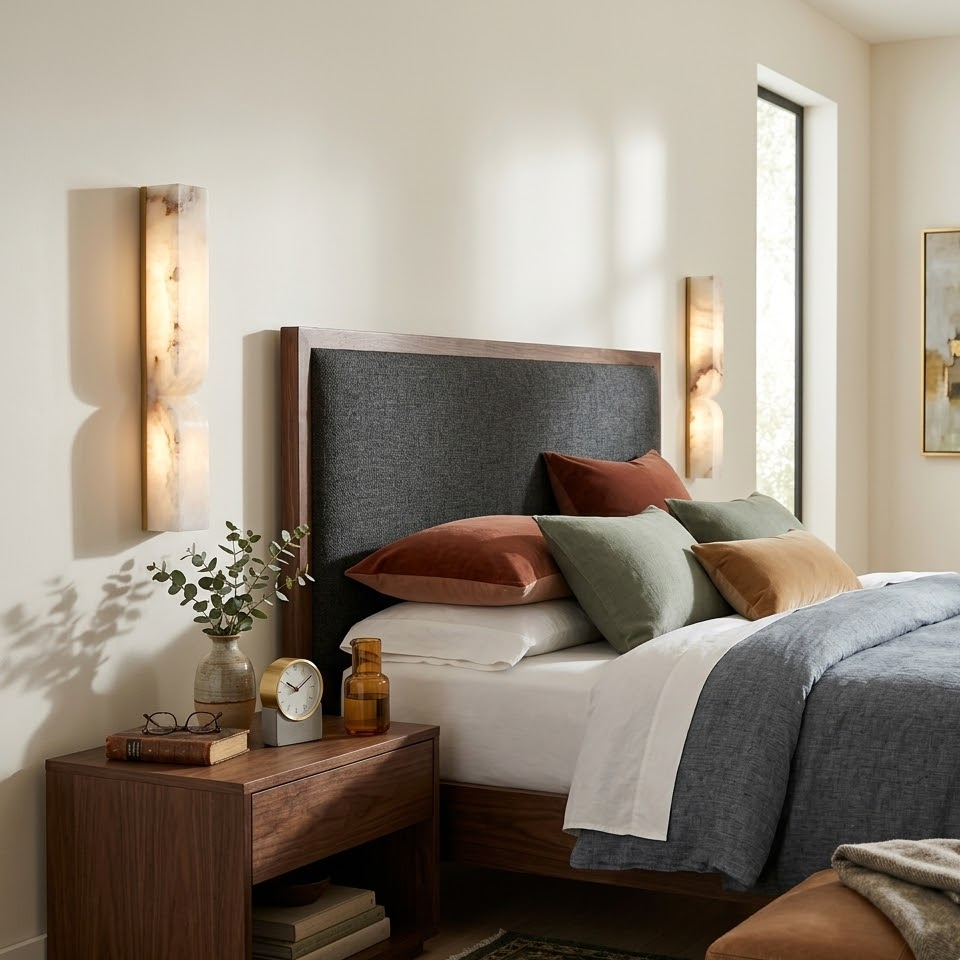 Odyssey Wave Wall Sconce in alabaster for Hallway by AUVIELIGHT