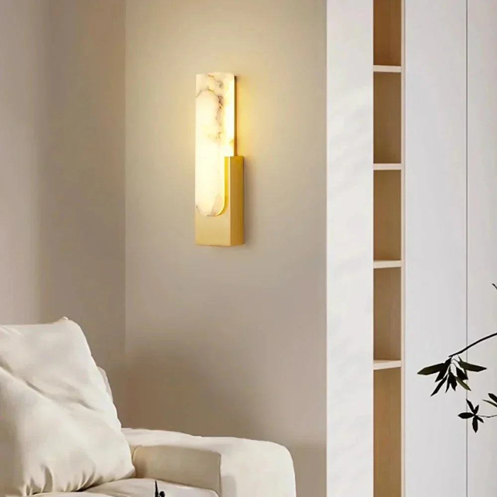 Offset Linear Light in alabaster for Living Room by AUVIELIGHT