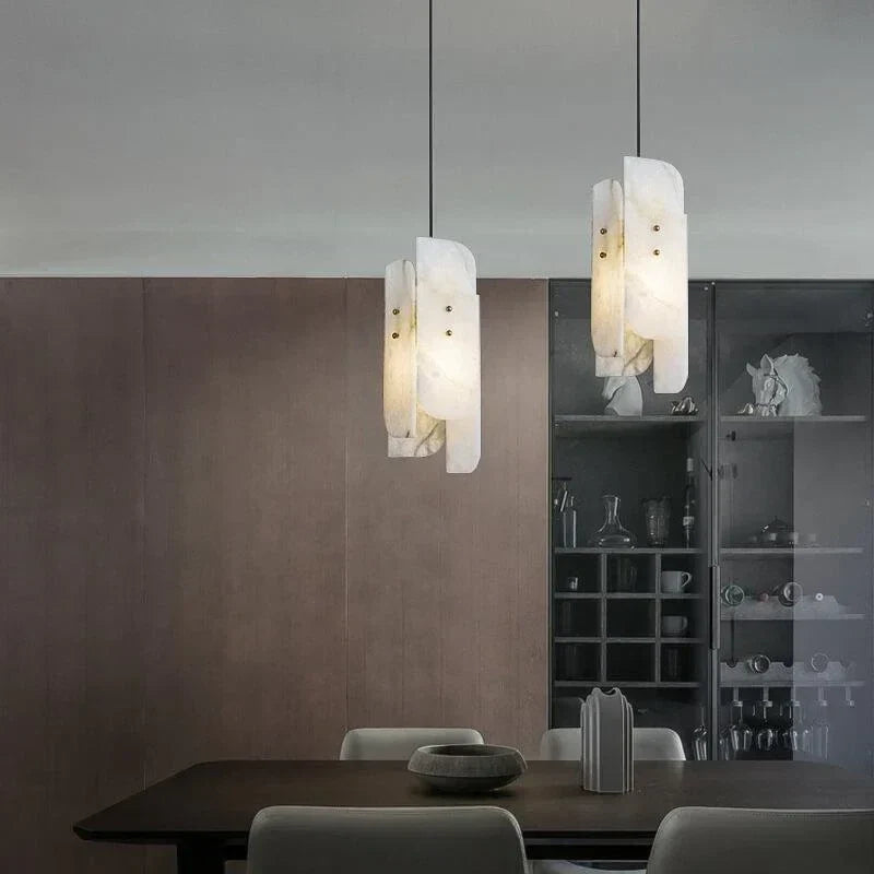Offset Panel Pendant Light in alabaster for Kitchen Island by AUVIELIGHT