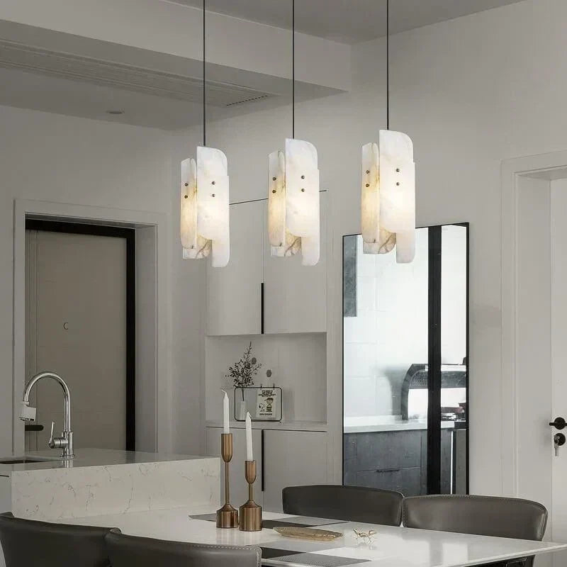 Offset Panel Pendant Light in alabaster for Kitchen Island by AUVIELIGHT