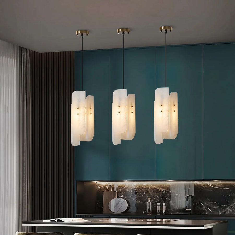 Offset Panel Pendant Light in alabaster for Kitchen Island by AUVIELIGHT
