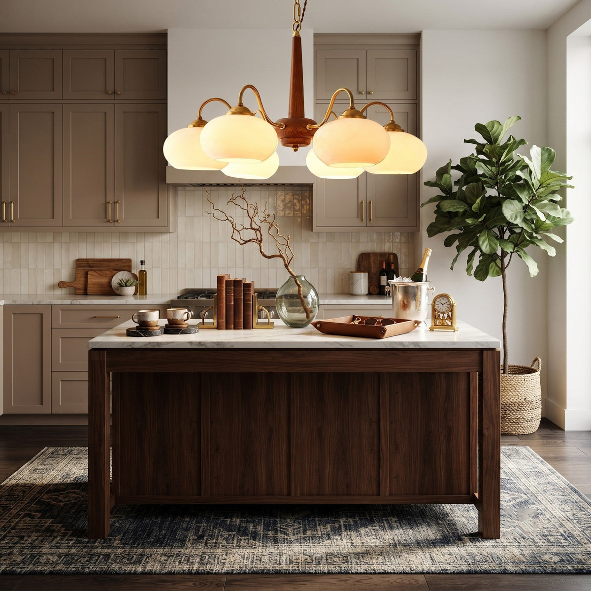 Triad Orb Chandelier in opal for Dining Room by AUVIELIGHT