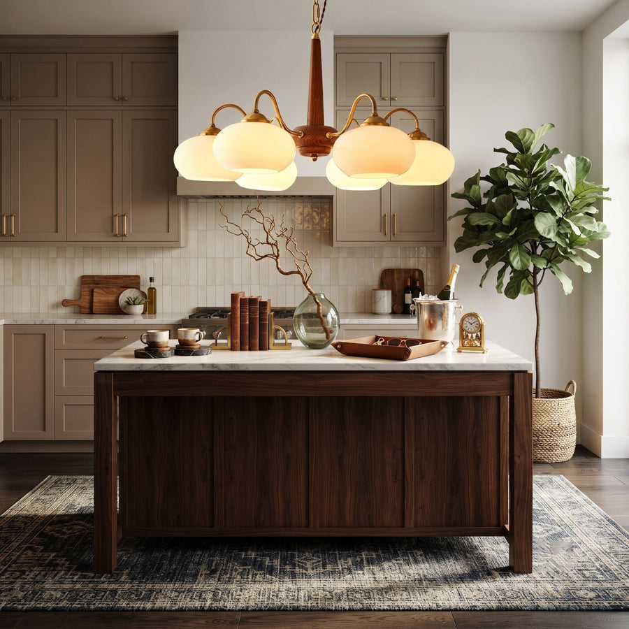 Triad Orb Chandelier in opal for Dining Room by AUVIELIGHT