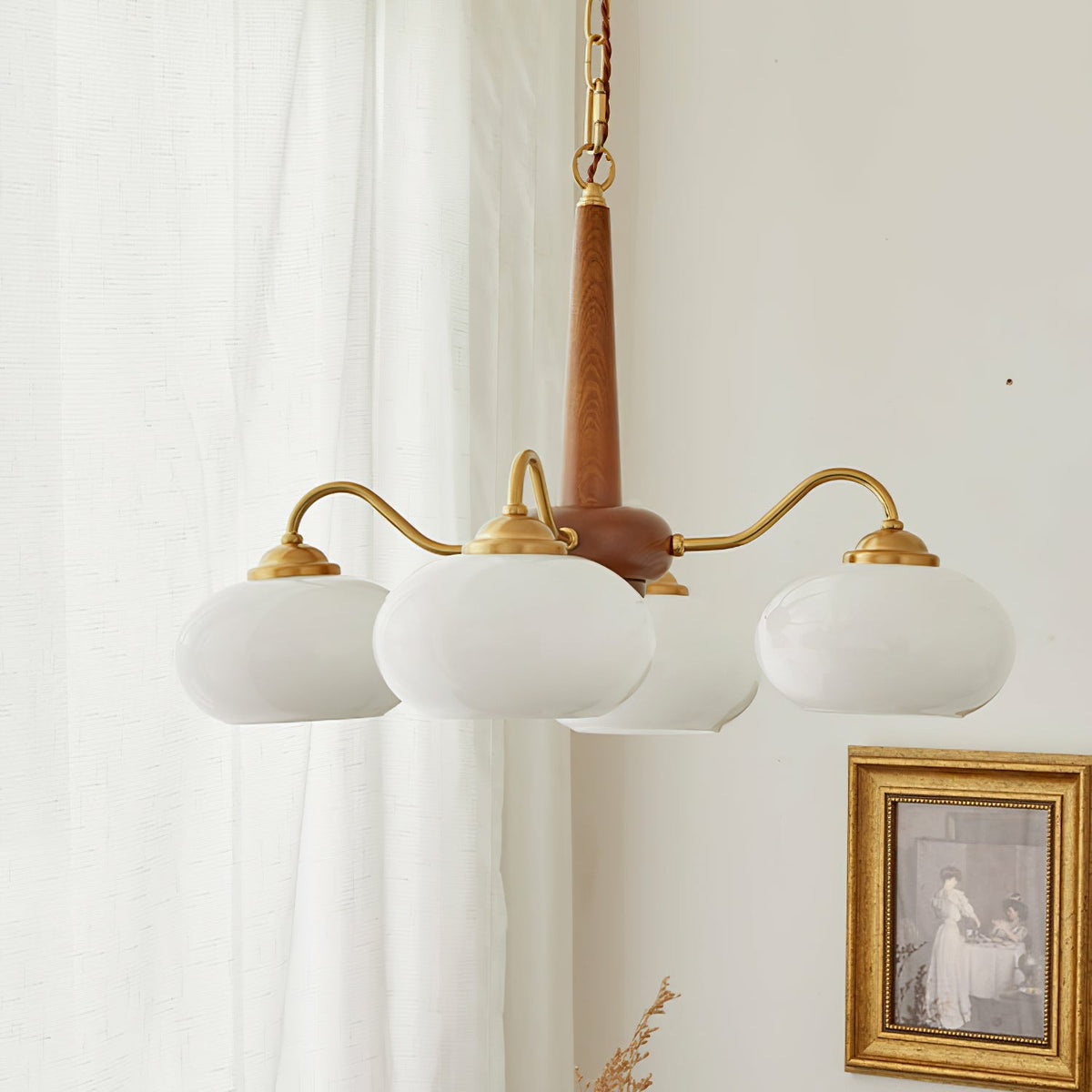 Triad Orb Chandelier in opal for Dining Room by AUVIELIGHT