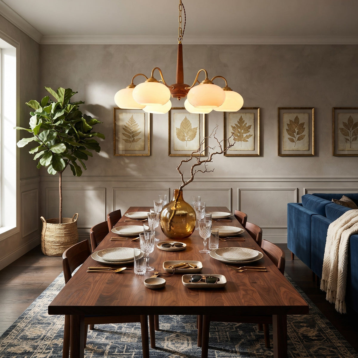 Triad Orb Chandelier in opal for Dining Room by AUVIELIGHT