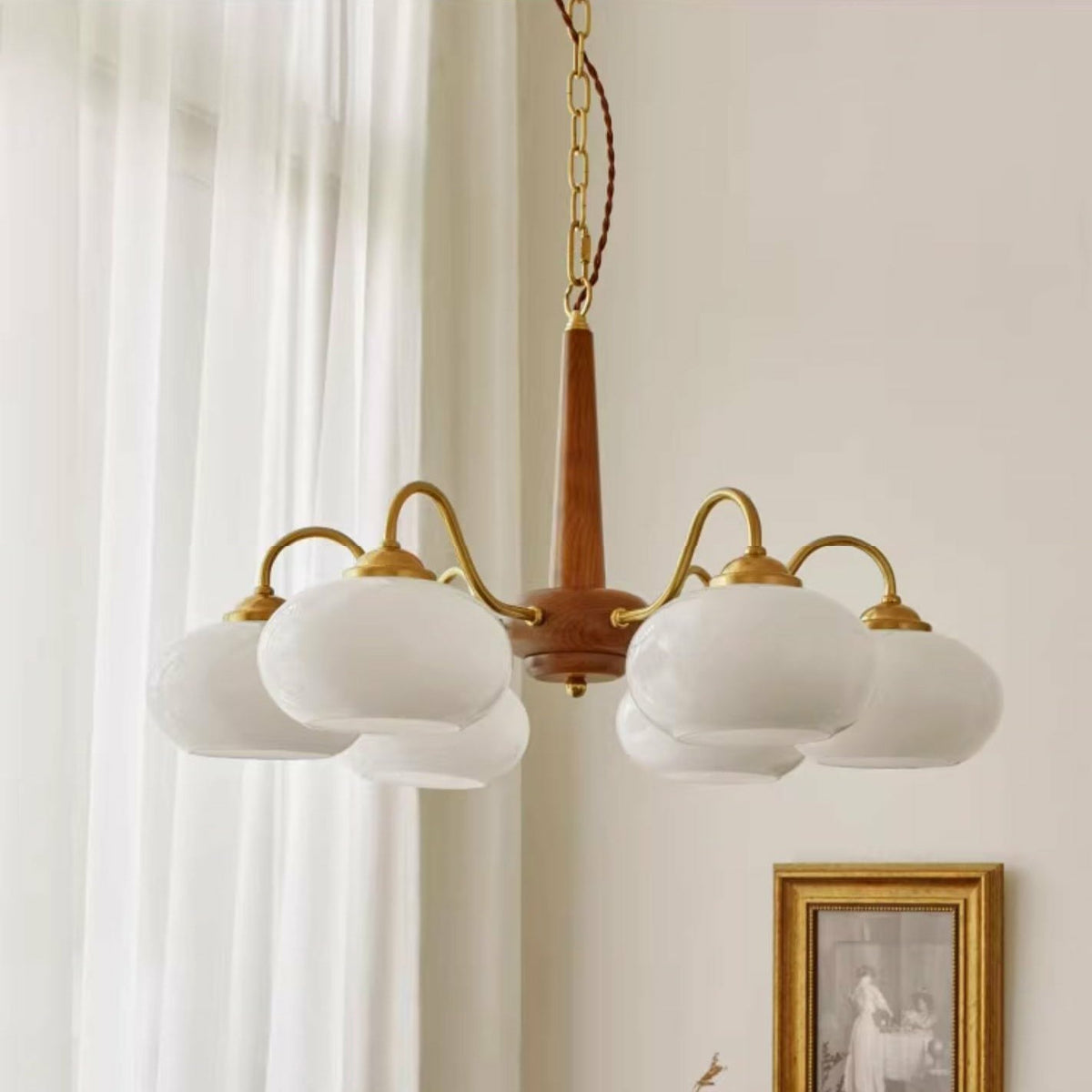 Triad Orb Chandelier in opal for Dining Room by AUVIELIGHT