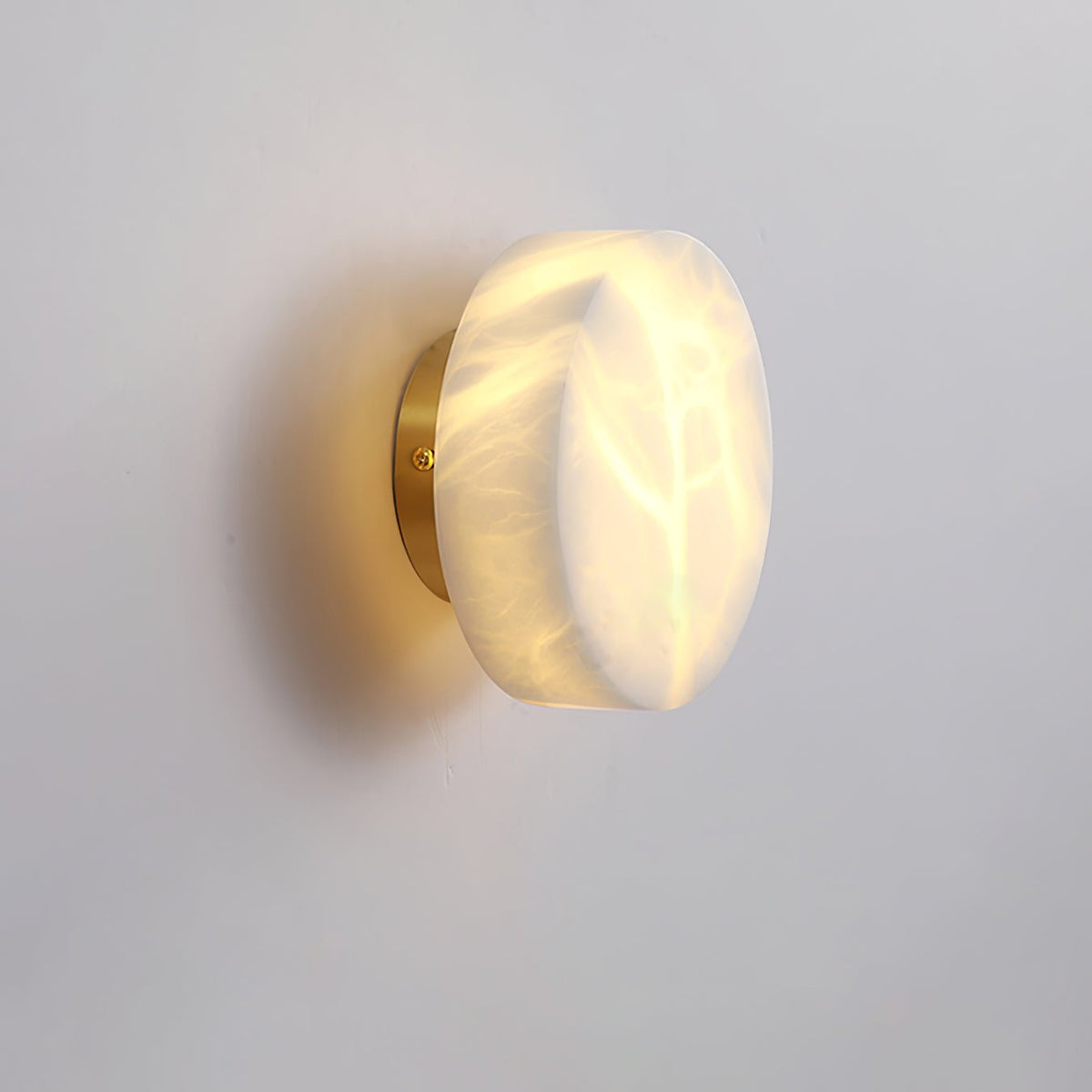 Ora Round Wall Sconce in alabaster for Hallway by AUVIELIGHT, ∅ 5.9"xH2.8" / Brass & White / Warm Light and 3 other sizes