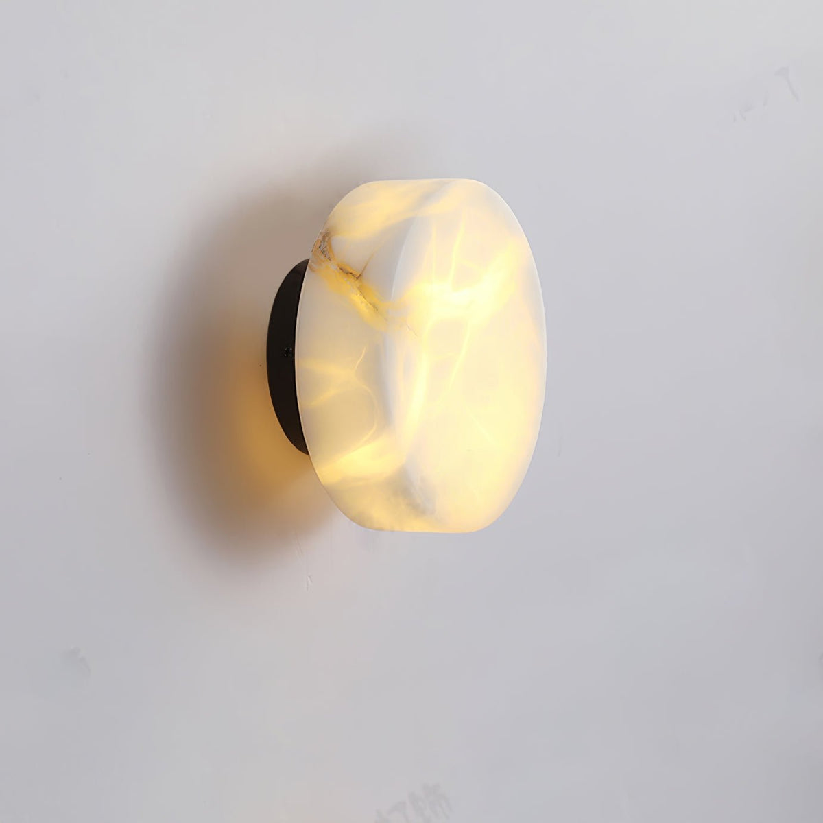 Ora Round Wall Sconce in alabaster for Hallway by AUVIELIGHT, ∅ 5.9"xH2.8" / Black & White / Warm Light and 3 other sizes