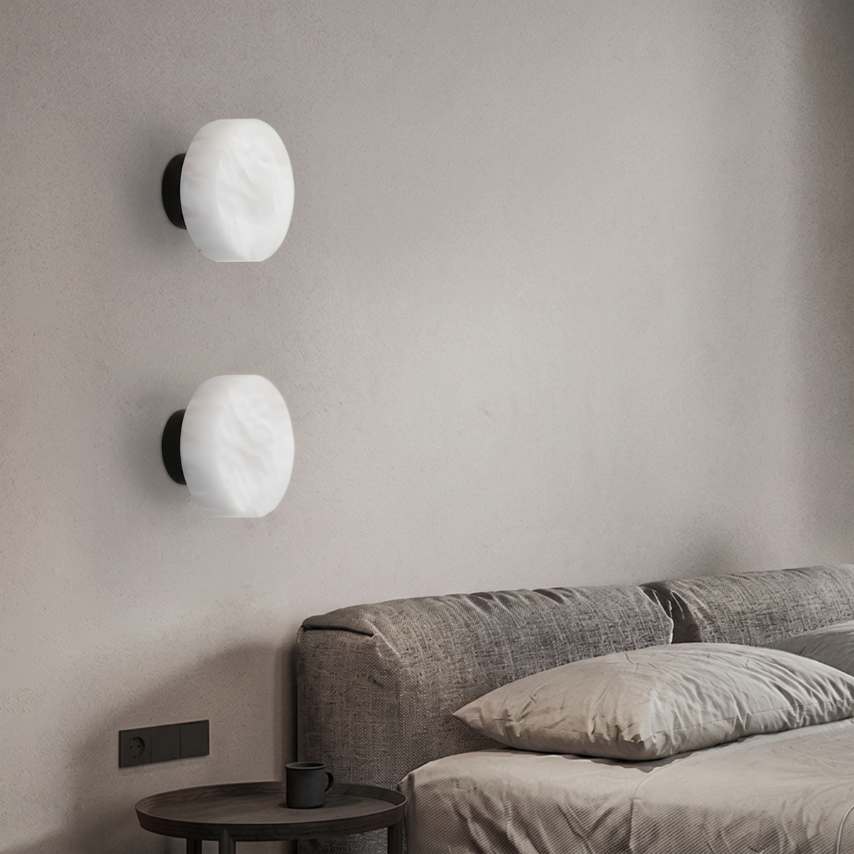 Ora Round Wall Sconce in alabaster for Hallway by AUVIELIGHT