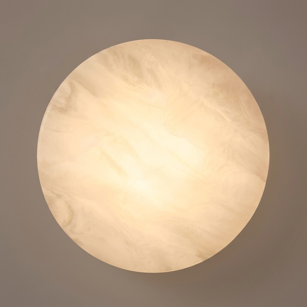 Ora Round Wall Sconce in alabaster for Hallway by AUVIELIGHT