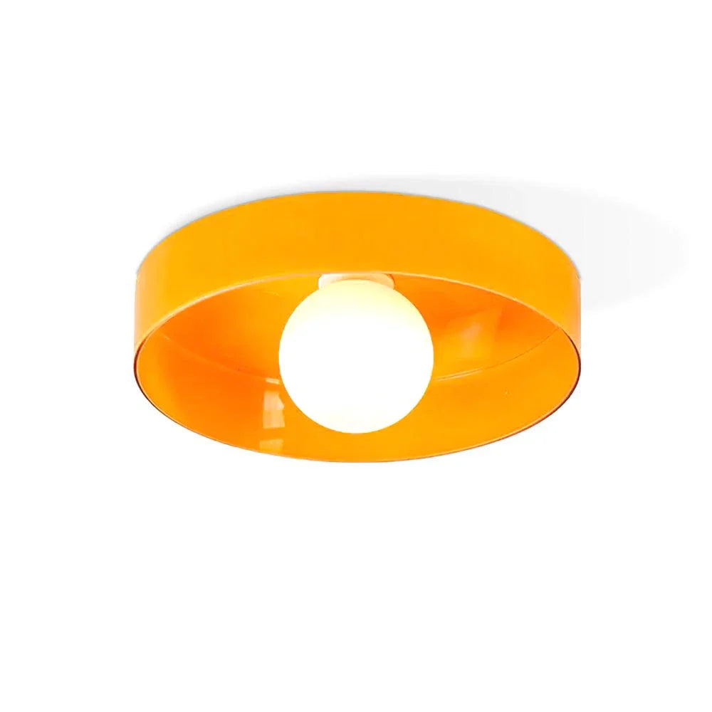 Orange Drum Flush Mount in metal for Low Ceilings by AUVIELIGHT