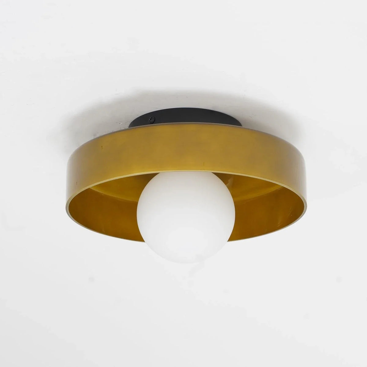 Orange Drum Flush Mount in metal for Low Ceilings by AUVIELIGHT, ∅ 9.8"x H 3.5"/ Dia 25cm x H 9cm / Brown