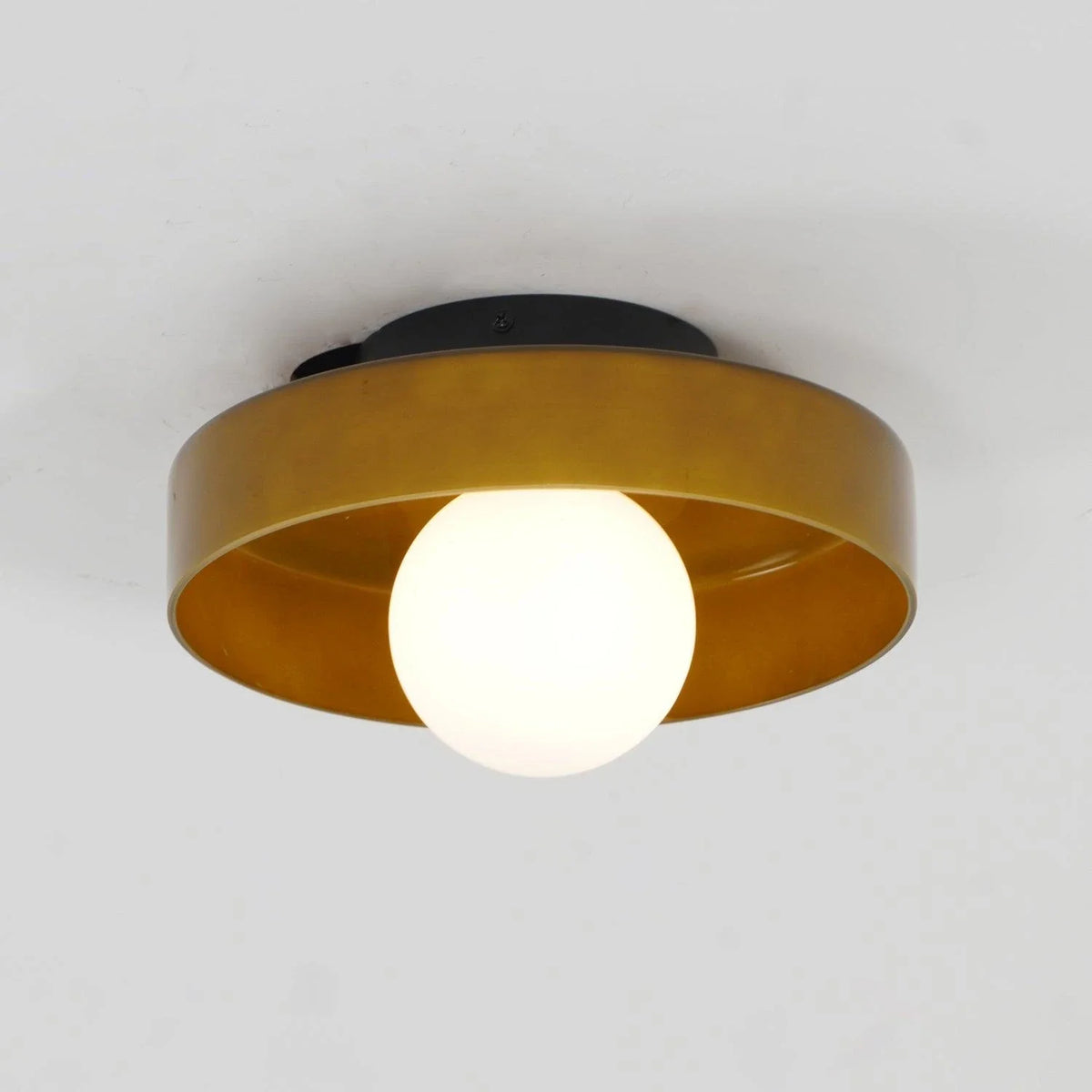 Orange Drum Flush Mount in metal for Low Ceilings by AUVIELIGHT