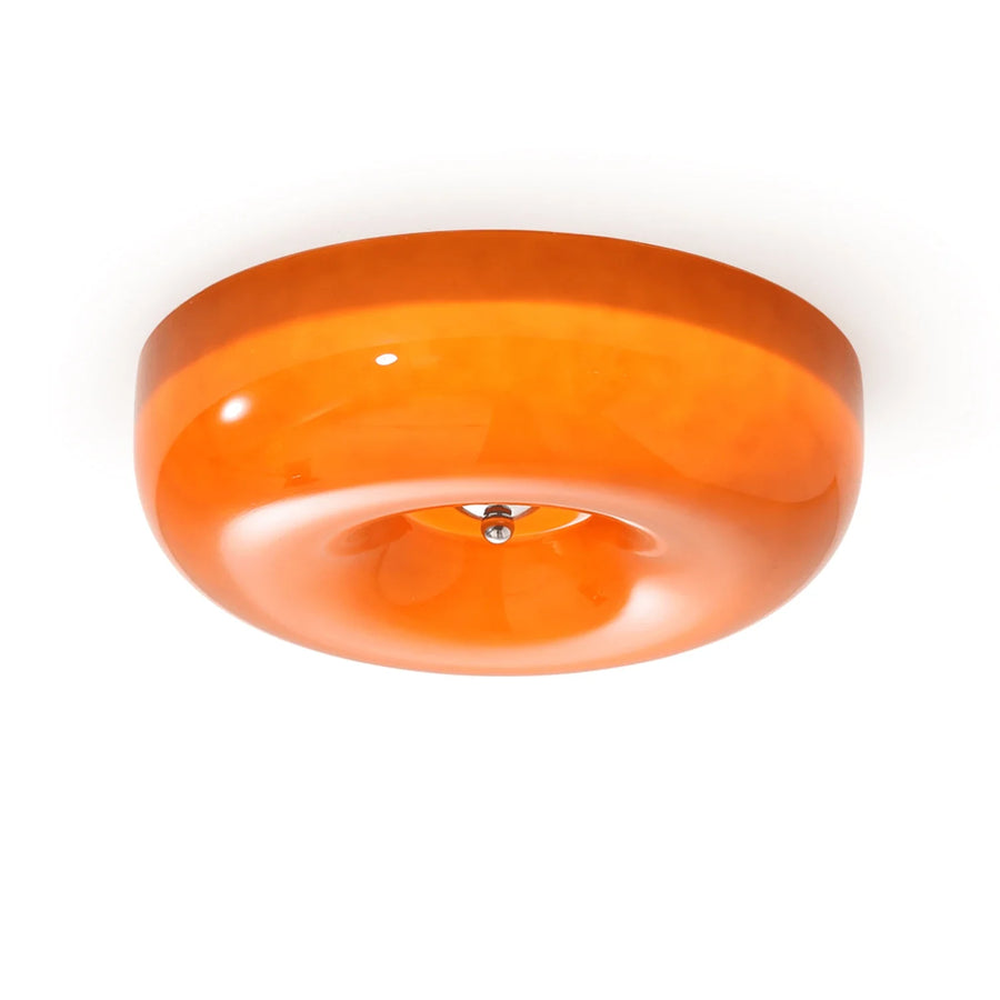Orange Swirl Flush Mount in glass for Low Ceilings by AUVIELIGHT
