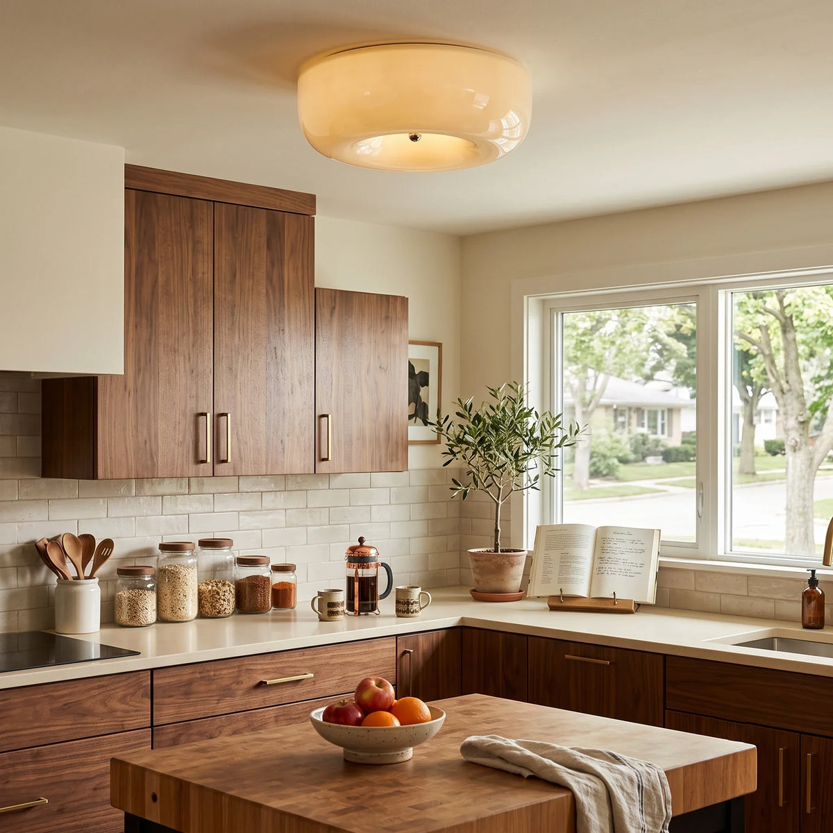 Orange Swirl Flush Mount in glass for Low Ceilings by AUVIELIGHT