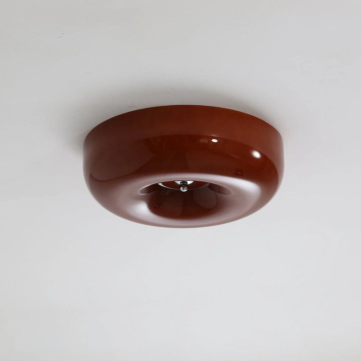Orange Swirl Flush Mount in glass for Low Ceilings by AUVIELIGHT, ∅ 12.6" x H 3.9" / Coffee & Chrome and 2 other sizes