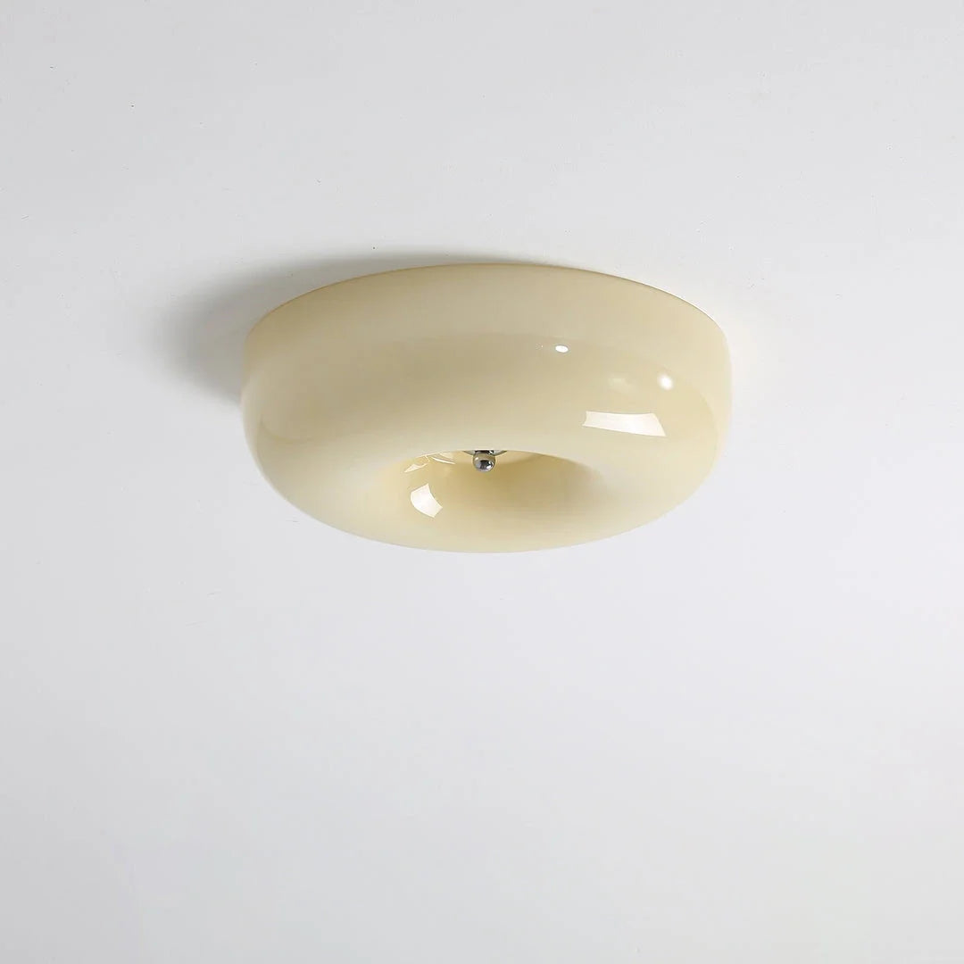 Orange Swirl Flush Mount in glass for Low Ceilings by AUVIELIGHT, ∅ 12.6" x H 3.9" / Beige & Chrome and 2 other sizes